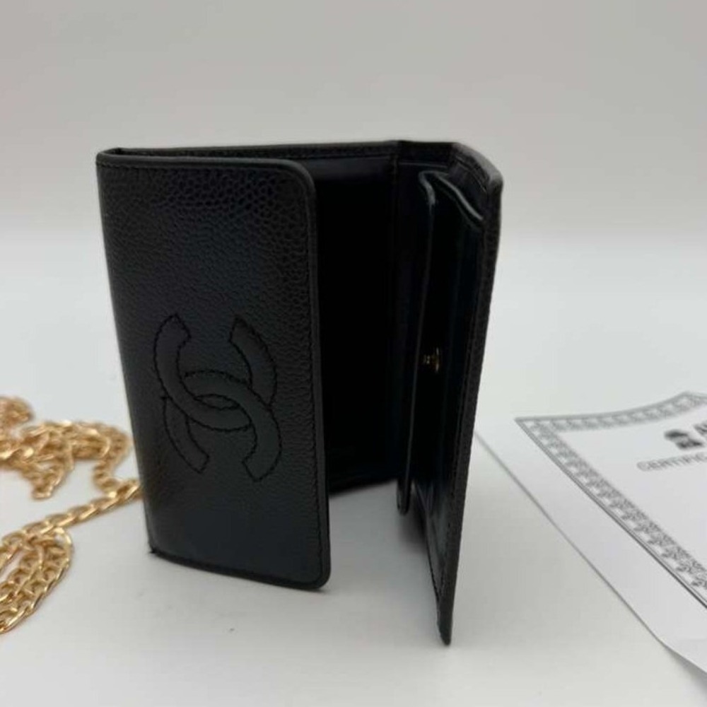Chanel CC Black Caviar Leather Wallet Authentic Vintage With Certificate - Picture 7 of 16